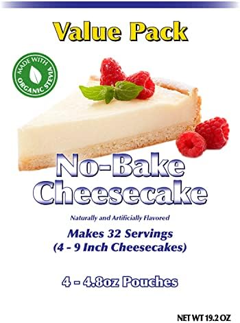 GramZero No-Bake Cheesecake Mix, Makes 4 Cheesecakes, Low Calorie, Stevia Sweetened