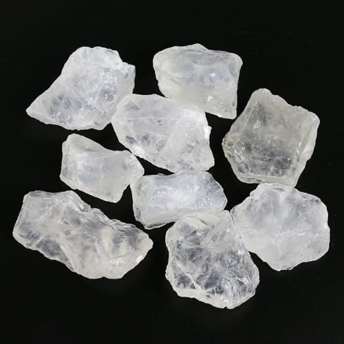 Clear Quartz Crystal Bulk, Raw White Quartz Crystal Stones for Wicca, Reiki, and Energy Healing Crystals, Witchcraft Supplies, Rocks for Tumbling, Calcite Crystal, Hypnotic Gems(1 Lb)