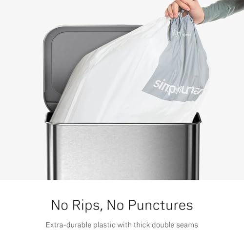 simplehuman Code C 100 Count, Dispenser Packs Custom Fit Liners, Drawstring Trash Bags, 10-12 Liter / 2.6-3.2 Gallon, White