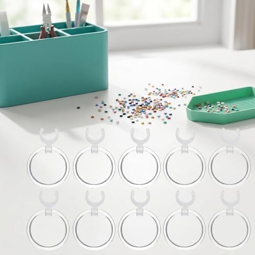 10Pcs Clip-Style Diamond Magnifiers with Drill Pen Holder Plastic Magnifying Glass for Precise Diamond Art Crafting