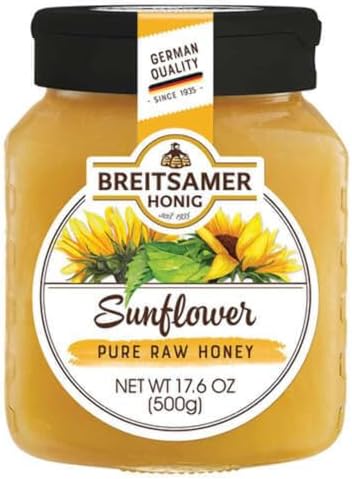 Breitsamer Sunflower Raw Honey Jar, 17.6 Ounce