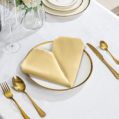 VACVELT 50 Pack Gold Satin Napkins 20x20 Inch Wedding Napkins Bulk, Decorative Elegant Dinner Napkins Square Table Napkins Decor, Silky Satin Cloth Napkins for Restaurant Banquet Graduation Party
