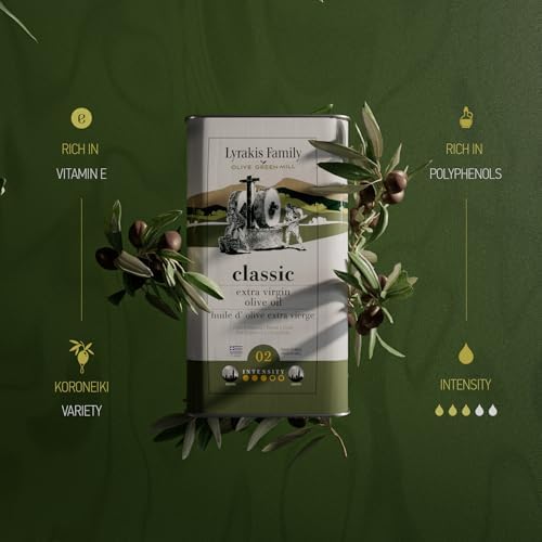 Lyrakis Family Olive Oil 1L – Greek Extra Virgin, Premium First Cold Pressed, High Polyphenols, Handpicked Olives, New Harvest, Fresh Juice from Crete – Since 1975