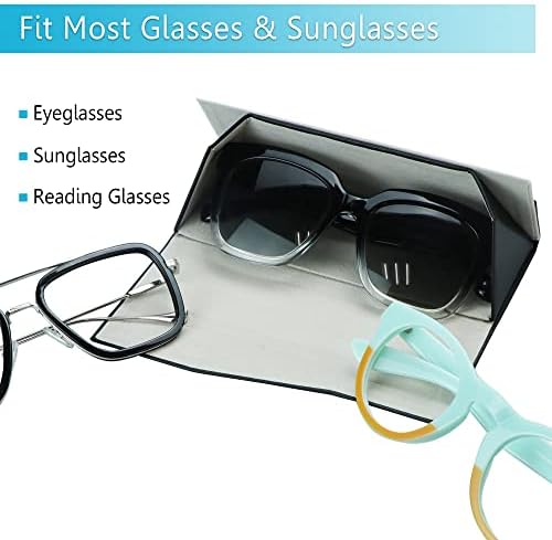 LifeArt 2 Pack Eyeglasses Case Foldable Holder Easy to Carry Matte Leather & Magnet Closure for Reading, School, Office