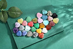 QINJIEJIE 30PCS Heart Crystals Healing Crystal Palm Natural Stones Polished Gemstones Amethyst Malachite Rose Quartz Assorted Set 0.8" Bulk Wholesale Reiki Energy Balancing Love Galentines Day Gifts