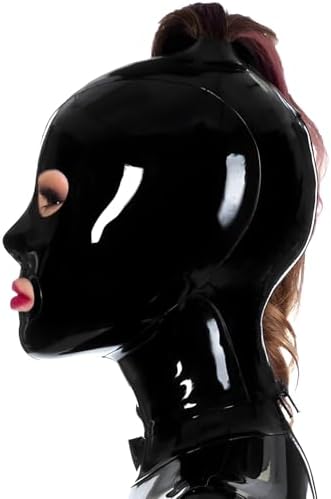 Latex Mask Rubber Hood with One Top Hair Hole,Latex Masks Handmade with Back Zipper Accessories