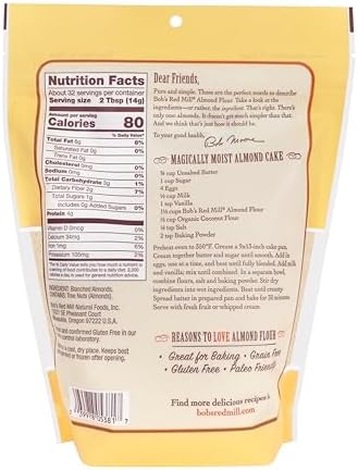 Bob's Red Mill Blanched Almond Flour, Finely Sifted - 16 Ounce (Pack of 1) - Non-GMO, Gluten Free, Paleo, Vegan, Keto Friendly