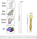 All Natural Bottle Brush and Straw Set (NO Plastic) Sisal Bristles and Wood Handle Bottle Cleaners for Washing Narrow Beer Bottles, Sports/Water Bottles, Tumbler, Kettles, Lid Brush, Long Straw Brush