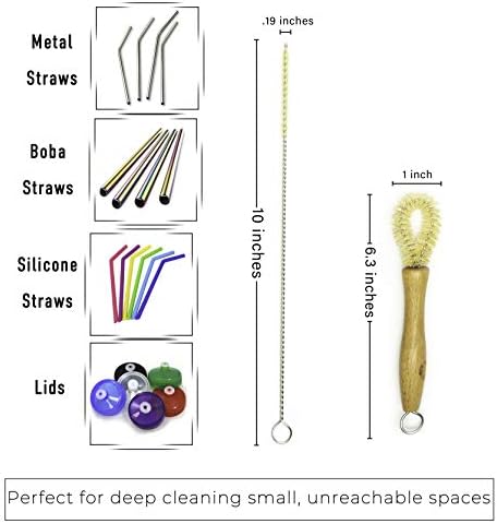 All Natural Bottle Brush and Straw Set (NO Plastic) Sisal Bristles and Wood Handle Bottle Cleaners for Washing Narrow Beer Bottles, Sports/Water Bottles, Tumbler, Kettles, Lid Brush, Long Straw Brush