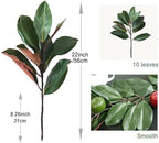 Magnolia Stems 6PCS Single Stem Fake Leaves for Home Table Festivals Indoor Outdoor Decor (Green)