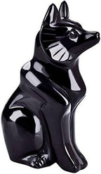 AITELEI Natural Hand Carved Obsidian Rose Quartz Fox Statue Charm Good Luck Grouding Stone Protection for Home Decora