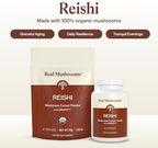 Real Mushrooms Reishi Mushroom Capsules - Handpicked Organic Mushroom Extracts - Red Reishi for Tranquil Daily Wellness with Verified Beta Glucans Vegan, Non-GMO, No Grain Fillers, 90 ct