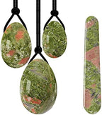 Unakite Drilled Yoni Egg Yoni Wand Set Natural Jade Women Kegel Exercise Undrilled Massage Ball,Drilled Egg with Box