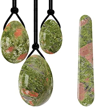 Unakite Drilled Yoni Egg Yoni Wand Set Natural Jade Women Kegel Exercise Undrilled Massage Ball,Drilled Egg with Box