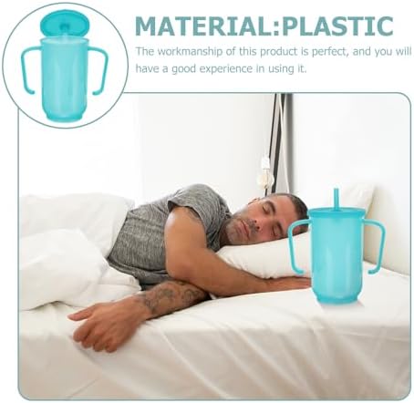 2pcs Adult Sippy Cups,Adult Sippy Cups for Elderly,2 Handles Straw Cups,No Spill Feeding Cup,Plastic Spill Proof Drinking Cups with Straw Lid,Liquid Feeding Elderly Disabled Hospital Patients