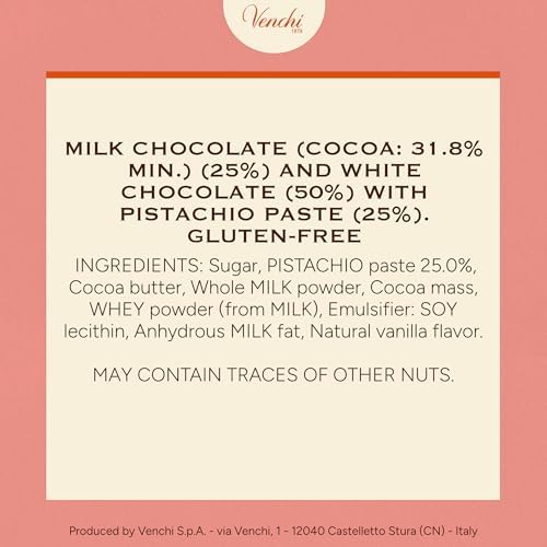 Venchi - Pistachio Cremino Chocolate Bar with Gianduja, 3.88oz - Gluten Free