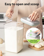Ankou Airtight Food Storage Container with Pop Lid & 130ml Scoop, 4L/4.2qt *4 BPA-Free Cereal, Rice, Flour, Pasta & Snack Container, Stackable & Durable,Kitchen Pantry Organizer