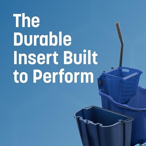 Carlisle FoodService Products Omnifit Mop Bucket with Side Press Wringer and Soiled Water Insert for Floor Cleaning, Kitchens, Restaurants, And Janitorial Use, Polypropylene (Pp), 35 Quarts, Blue