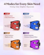 Red Light Therapy Mask for Face – 4 Mode Cordless LED Face Mask with 850NM Infrared, Red, Blue & Amber Light, 10-Min Timing Function, 272 LED Beads, Eyes Protection, Rechargeable for At-Home & Travel