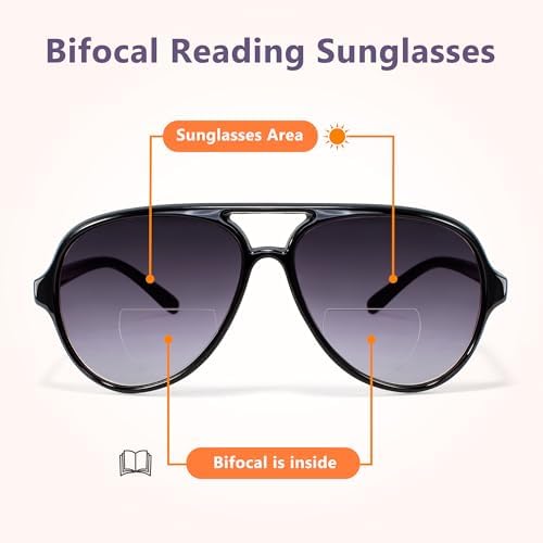 EYEGUARD 3 Pack Retro Aviator Bifocal Reading Sunglasses for Women Men UV400 Protection Classic Square Sun Readers