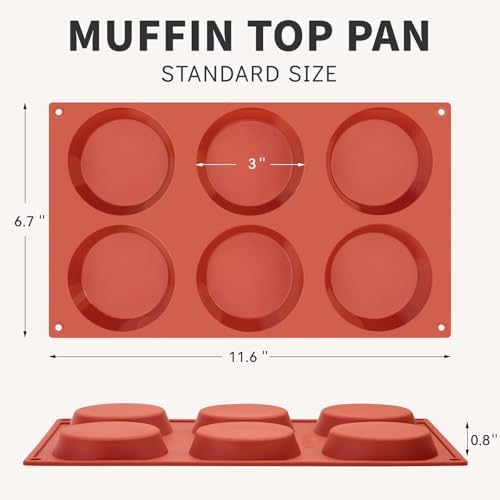 Puyeipt 3 Pack Silicone Egg Molds for Breakfast Sandwiches, 3 Inch Non-Stick Round Muffin Top Pans for Baking Egg Bites, Whoopie Pies, Tarts
