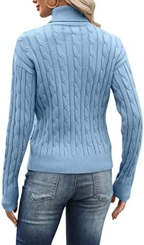 Esobo Women's Classic-fit Lightweight Cable Long Sleeve Mockneck Loose Casual Sweater Jumpers