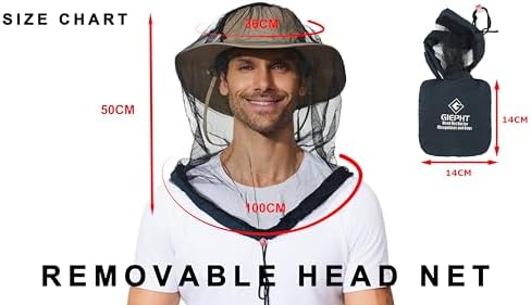 2 Pack Mosquito Head Net Mesh for Hiking & Outdoors,Bug Face Netting over Hat Adults Fishing Gear Insect Protection