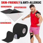 5 Rolls Kinesiology Tape, 2 inch x 16.4 Feet Waterproof Athletic Tape, Uncut Kinetic Tape, Muscle Tape, Sports Tape, Knee Tape for Exercise and Daily Use - Black