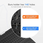 Black Dental Bur Block 142 Holes Bur Box Bur Holder, Annhua Dental Bur Organizer Plastic with Cover Case for Needle, Bur, File