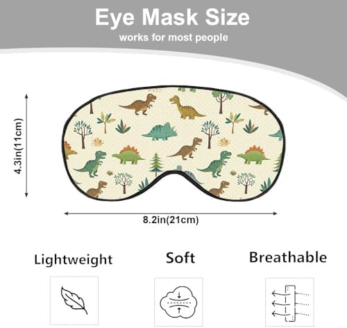 Dinosaur Eye Mask Sleeping Mask Nature Wildlife Animal Retro Green Sleep Masks Silky Soft Eye Cover for Women Men Shading Blindfold for Air Travel Sleeping