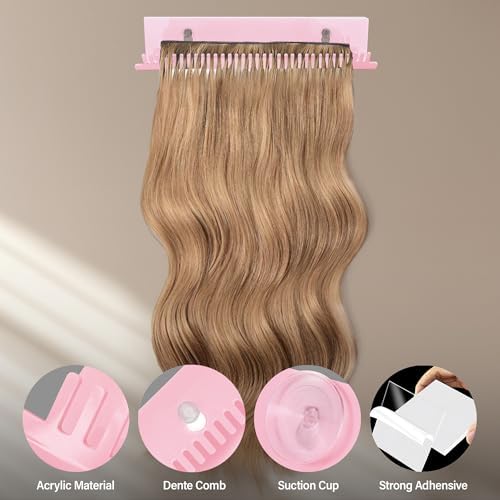 Hair Extension Hanger Weft Storage Rack for Washing Styling Clip-In Extensions Stand Display Mount Accessories Pink Professional Salon Tool Organizer