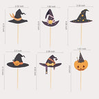 24pcs Witch Hat Cupcake Toppers Halloween Party Decorations Halloween Witch Hat Theme Cake Decorations for Birthday Party Baby Shower Supplies