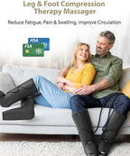 FIT KING Leg Massager for Circulation and Pain Relief, Air Compression Leg and Foot Massager to Relieve Pain Swelling Edema with 2 Size Extensions- Great Gift for Wife Mom and Friend
