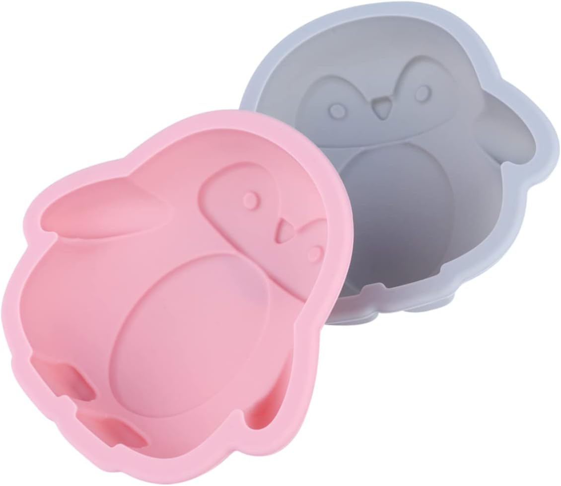 ABOOFAN 2pcs Penguin Silicone Baking Mold Cartoon Design for Cake Decorating and Cupcake Making Flexible Food-grade Silicone Random Colors