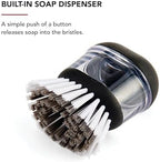 KitchenAid Soap Dispensing Palm Brush with Built in Easy to Fill Soap Dispenser, Non Slip Grip for Easy Cleaning, Safe on Non Stick Cookware, 2.95 x 2.17 x 3.54 inches, Black