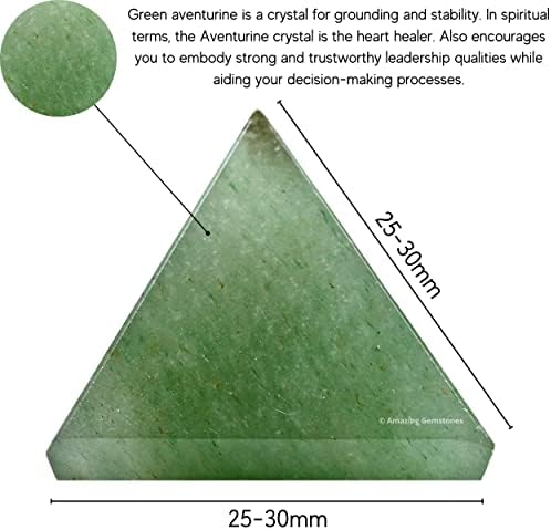 Amazing Gemstone Green Aventurine Pyramid Crystal Healing Stones - 1" Great Pyramid Figurine of Natural Stone Pyramid for Meditation, Reiki, Chakra Balancing and Crystal Pyramids Grid