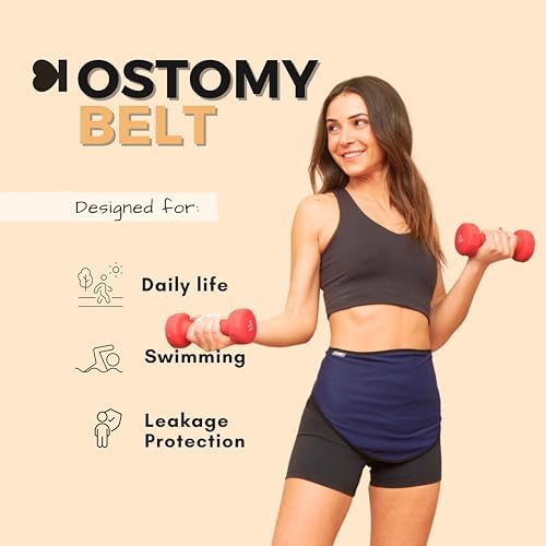 SIIL Ostomy Belt for Women Blue for Sports & Swimming - Ostomy Bag Covers Compatible W/Any Ostomy Supplies - Made In Europe (Large)