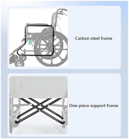 Wheelchairs Lightweight Wheelchairs Folding Carbon Steel Transport Wheelchairs with Handbrakes and Adjustable Pedal Manual Wheelchair Lightweight