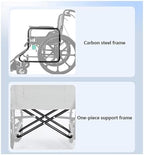 Wheelchairs Lightweight Wheelchairs Folding Carbon Steel Transport Wheelchairs with Handbrakes and Adjustable Pedal Manual Wheelchair Lightweight