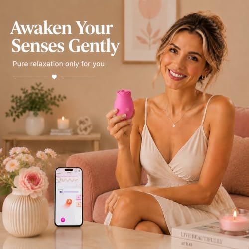Rose Sex Toy Vibrator for Women, APP Control Rose Adult Toys with 9 Sucking & Vibrating Modes, Waterproof Sex Toys Sucker, Clit Nipple Stimulator for Couples & Solo Play Clamps
