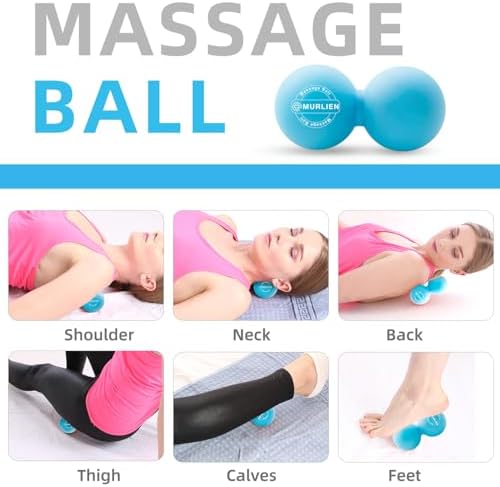 Peanut Massage Ball, Double Lacrosse Ball for Myofascial Release, Trigger Point Therapy, Muscle Relief, Acupoint Massage, Alleviating Neck, Shoulder, Back, Legs, or Muscle Tension - Blue
