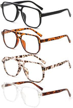 Aviator Reading Glasses for Women Men,4 Pairs OversizedBlue Light Blocking Spring Hinge Readers