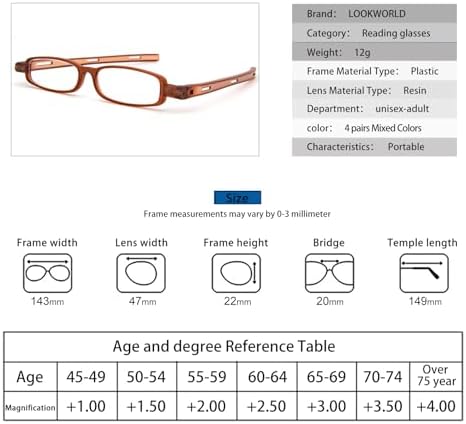 4 Pack Folding Reading Glasses Readers for Men and Women Lightweight Thin Mini Pocket Portable Compact Foldable