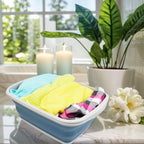 SAMMART 10L (2.6 Gallons) Collapsible Tub - Foldable Dish Tub - Portable Washing Basin - Space Saving Plastic Washtub (Grey/Steel Blue, 1)
