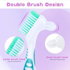 DIVINA VITAE 30Pcs Denture Toothbrush Multi-Layered Soft Bristles Denture Cleaning Brush Bulk Denture Brush with No-Slip Handle for False Teeth, Dental Devices, Mouth Guard(4 Colors)