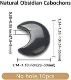 SUPERFINDINGS 10Pcs Natural Obsidian Cabochons Crescent Moon Black Gemstone Healing Crescent New Carved Stones Crystal Worry Stones for Jewelry Making Meditation Balancing Pendant Decor