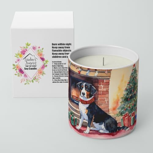 Caroline's Treasures DAC2597CDL Appenzeller Sennenhund Cozy Christmas Decorative Soy Candle Nature Soy Wax Essential Oil Home Decor Ideal for Bedroom Kitchen Bath Office Gift, 10 oz