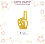 Set of 24 Foam Finger Cupcake Toppers, Number 1 Finger Cupcake Toppers, Gold Glitter Rugby Ball Party Cupcake Picks for Sport Themed Party Supplies