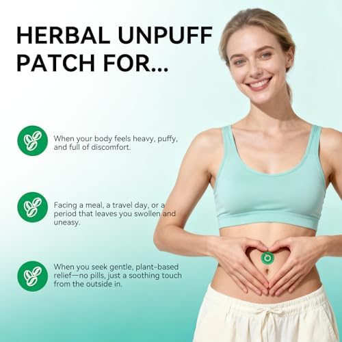 Unpuff Patches - Wellness Patch with Dandelion, Fennel, Artichoke, Ginger & Turmeric - Natural Herbal Support for Bloating, Water Retention & Digestive Support - 30 Vegan Patches