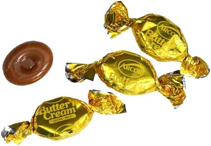Butter 'n' Cream Toffee Candy, 2 Pound Bulk Candy (Approx. 150 pcs.), Butter Cream Toffee Candy, Old Fashion Hard Candies Individually Wrapped